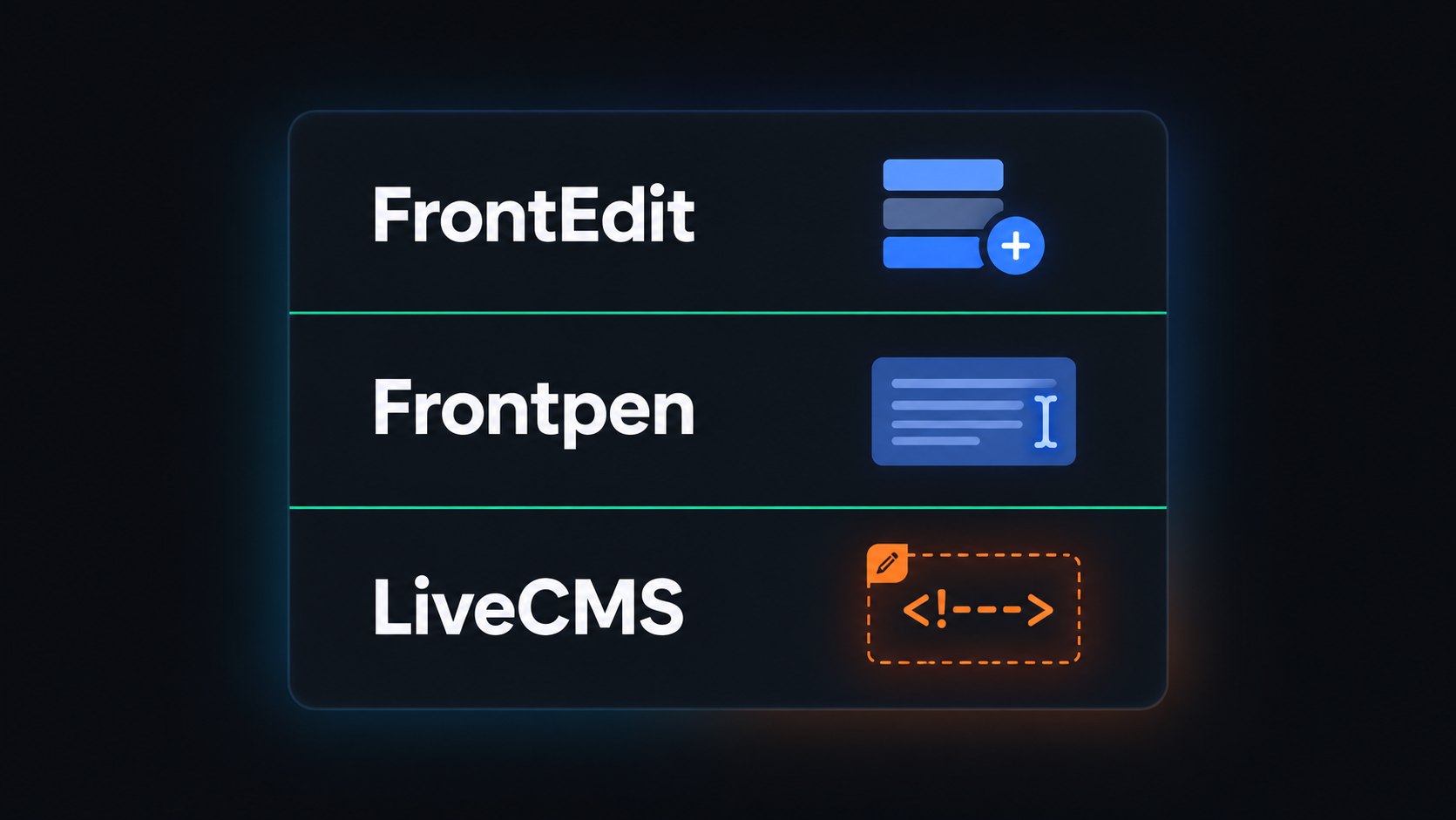 FrontEdit vs Frontpen vs LiveCMS: Gutenberg block editing compared with LiveCMS editable regions on custom themes